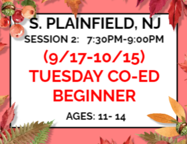 Picture of S2: (SP) TUES BEGINNER (9/17-10/15) 7:30PM-9:00PM (APF)