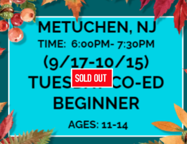 Picture of (MET): TUES BEGINNER (9/17-10/15)6:00PM- 7:30PM (APF)