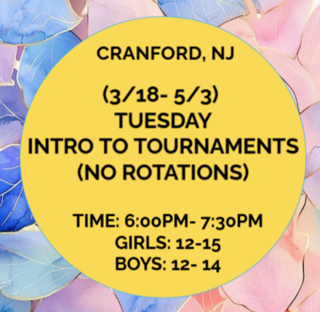 Picture of TUES (3/18-5/3) INTRO TO TOURNAMENTS (NO ROTATIONS) CRAN SPRING 2025